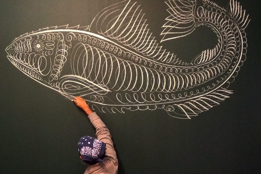Letters In Ink Fish on Chalkboard